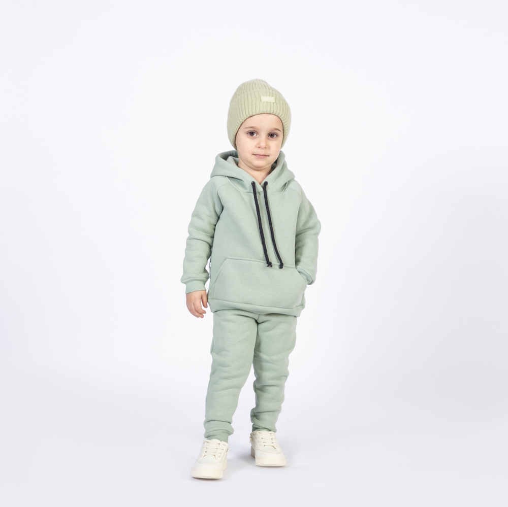 296-ОЛ. Свитшот с капюшоном  + Штаны, хлопок 65%, 35% ПЭ, 3-х нитка (начес) оливковый 98,104,110,116