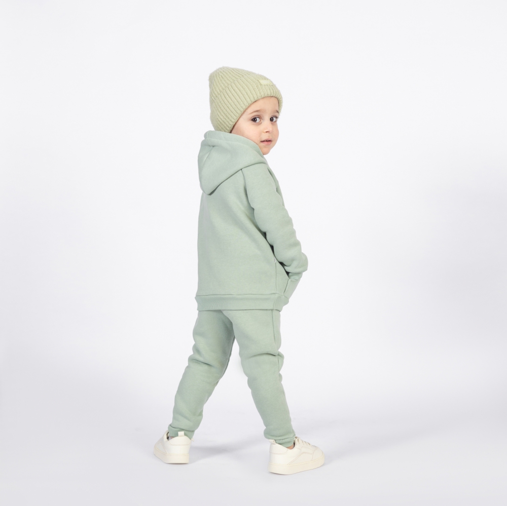 296-ОЛ. Свитшот с капюшоном  + Штаны, хлопок 65%, 35% ПЭ, 3-х нитка (начес) оливковый 80,86,92