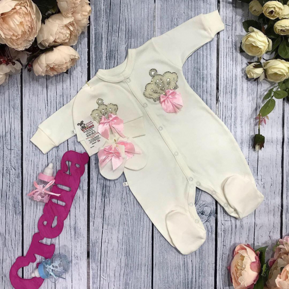 125. Комбинезон с шапкой и царапками,100% хлопок интерлок