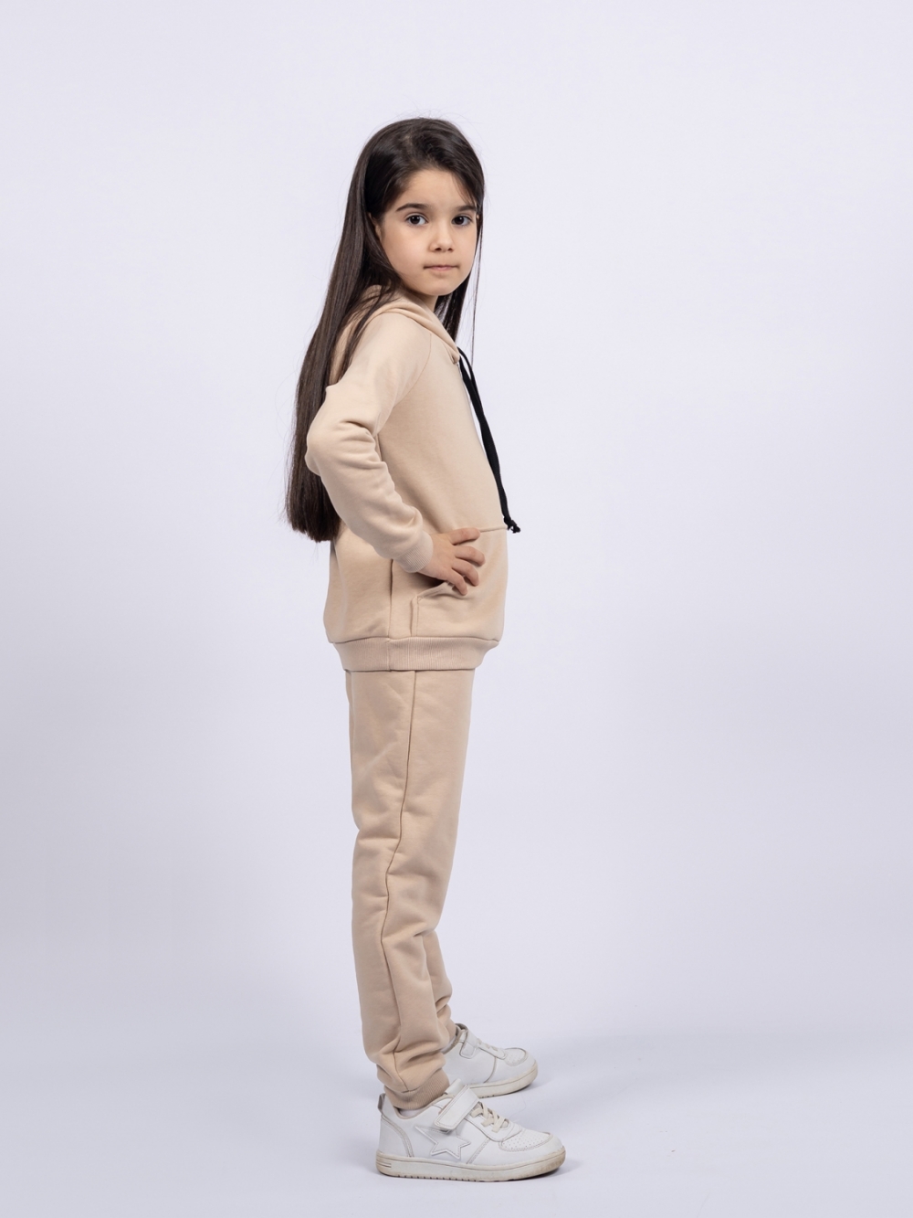 311-КП. Свитшот с капюшоном + Штаны, хлопок 65%, 35% ПЭ, 3-х нитка ( без начеса) капучино 98,104,110,116