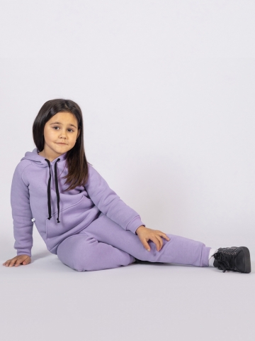 296-СР. Свитшот с капюшоном  + Штаны, хлопок 65%, 35% ПЭ, 3-х нитка (начес) сирень 122.128.134.140