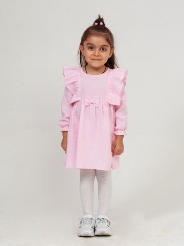 Купить 321-Р. Платье из муслина детское, хлопок 100% розовый, р. 98,104,110,116 в Волжском